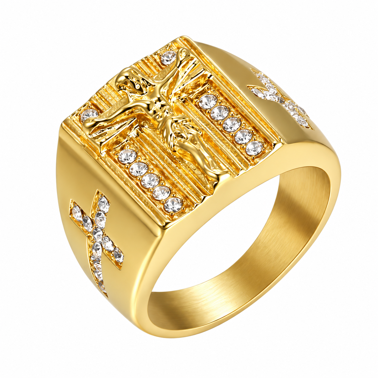 Christian Cross Crucifix Signet Ring