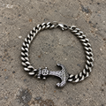 Silver Gothic Anchor Cuban Link Bracelet