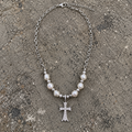 Pearl Cross Pendant Necklace