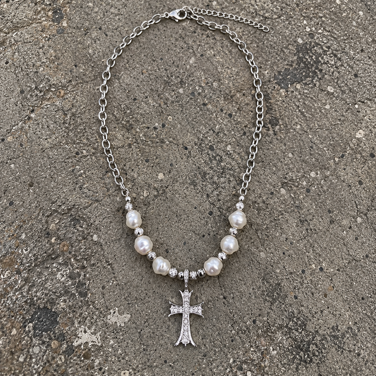 Pearl Cross Pendant Necklace