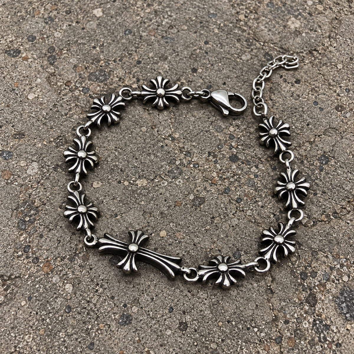 Silver Multi Cross Link Bracelet