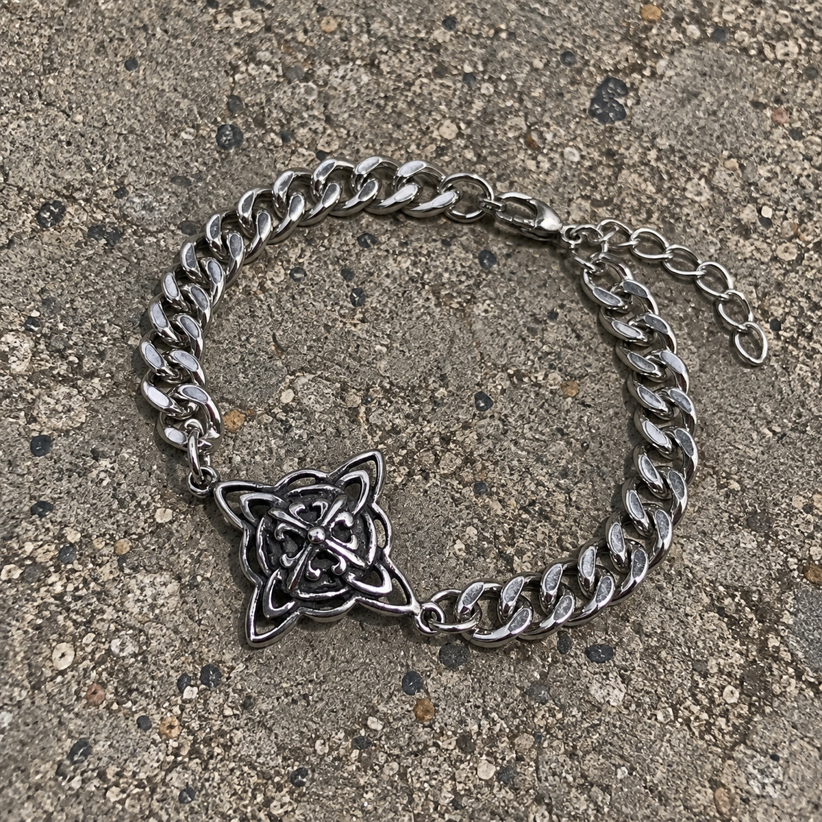 Silver Celtic Knot Cuban Link Bracelet