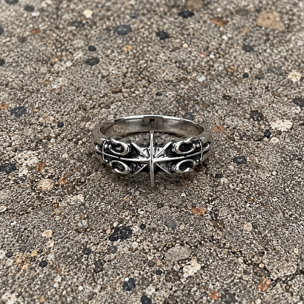 Silver Gothic Star Ring