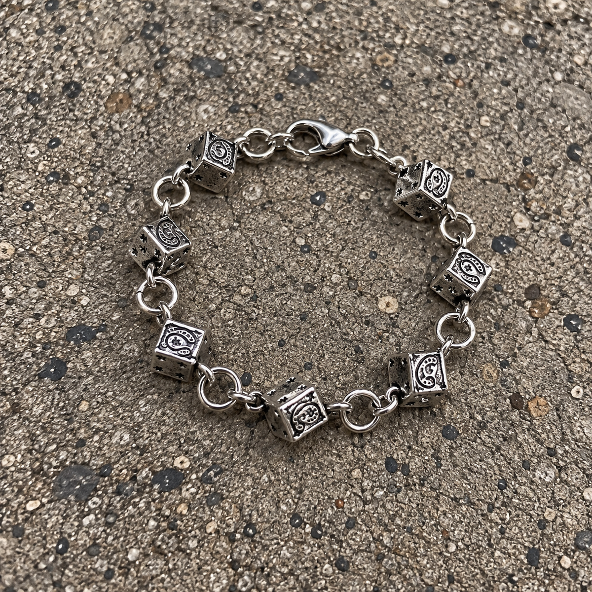 Silver Paisley Dice Bracele