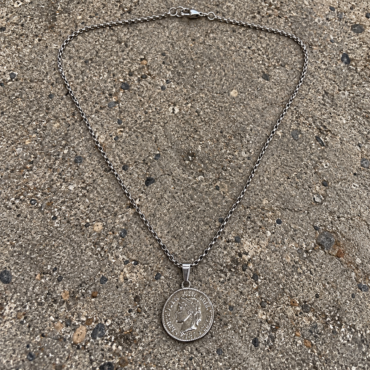 Silver Vintage Coin Pendant Necklace