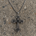 Silver Baroque Cross Necklace