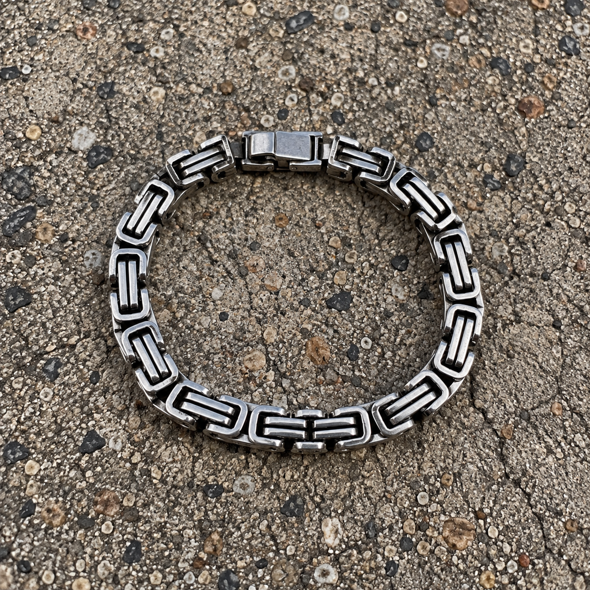 Silver Geometric Link Bracelet