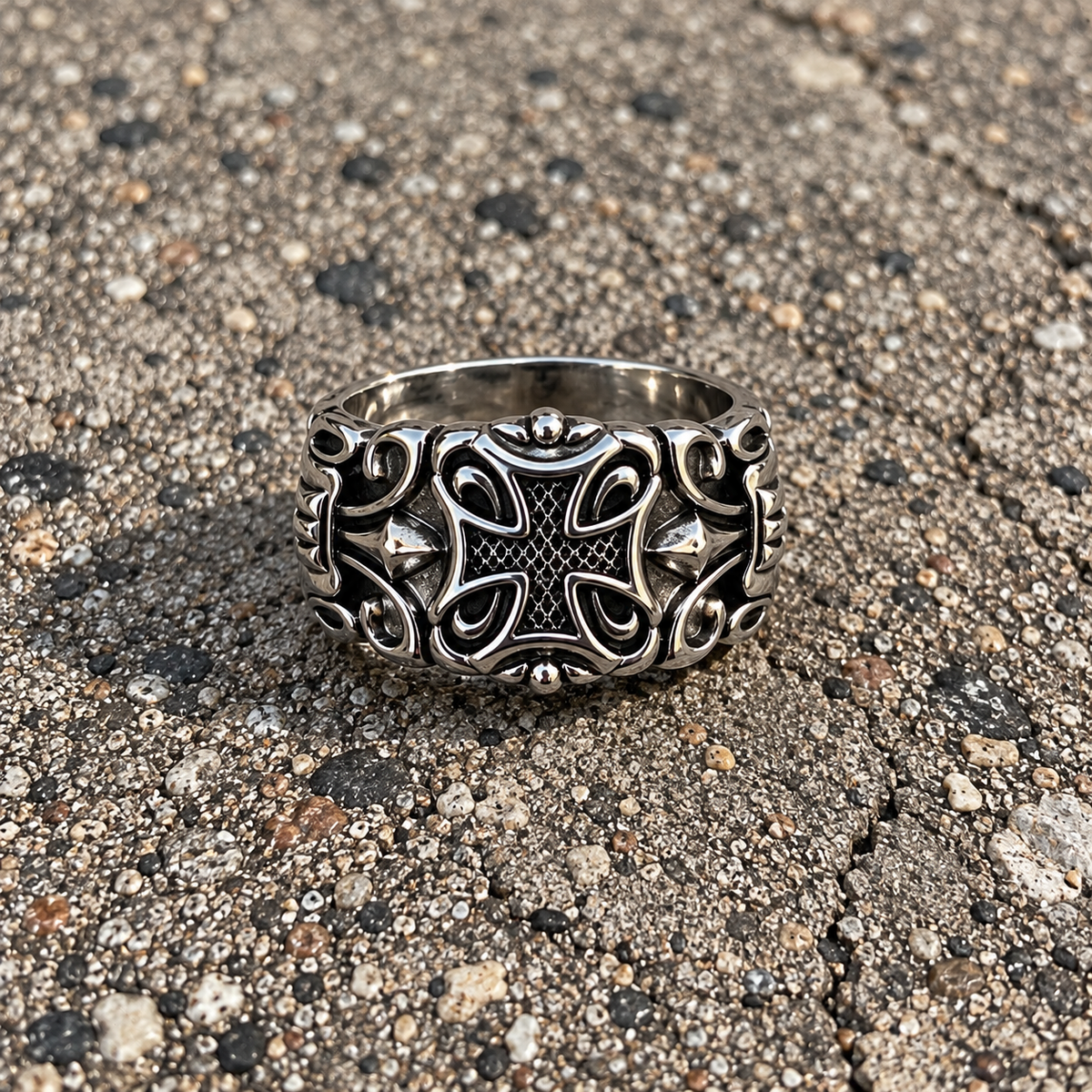 Iron Cross Filigree Ring