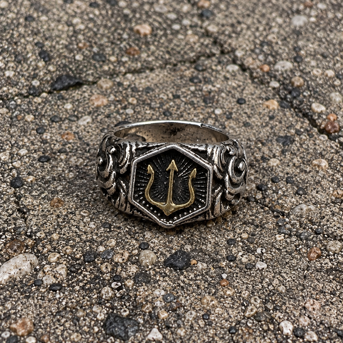 Antique Trident Crest Ring