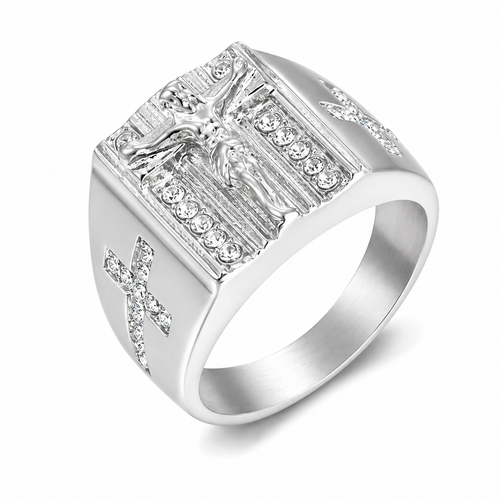 Christian Cross Crucifix Signet Ring