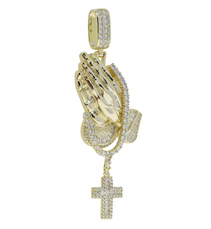 Gold Praying Hand Cross